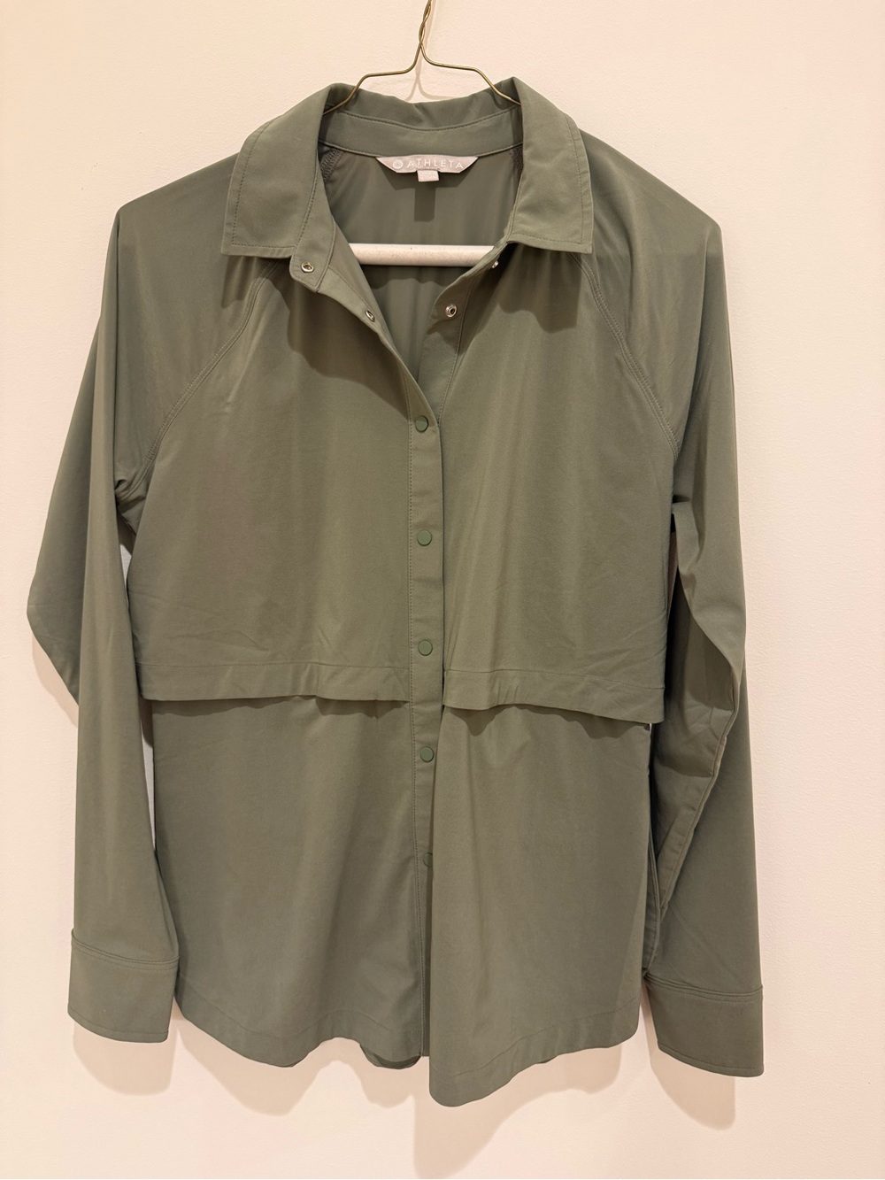 Athleta Sage Green Button-Front Utility Shirt